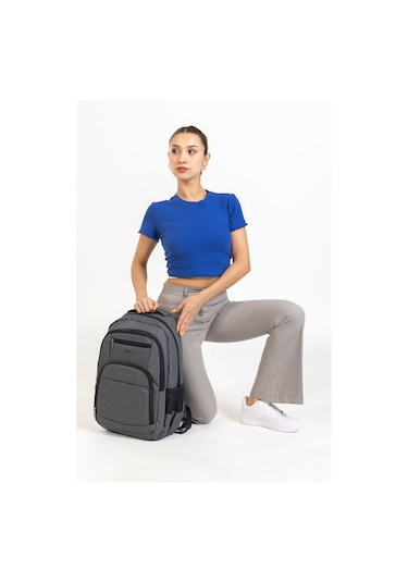 Dada Gri Okul Çantası Geniş İç Hacim Yandan Cepli Uzun Ömürlü ve Sağlam Ortaokul - Lise - Üniversite