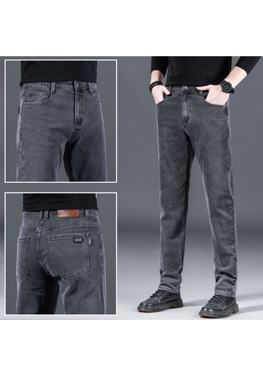 Erkekler İçin Lüks Moda Kot Pantolonları Gri