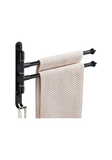 Gajeena 360 Dönebilen Çok Amaçlı Alüminyum Havlu Askısı - 2 Kollu, Siyah Siyah
