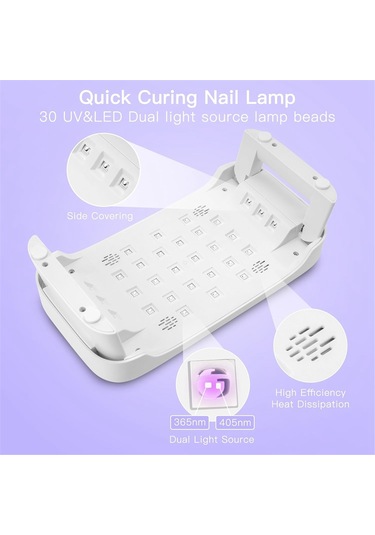 Xurunkeji Kol Dayanaklı Uv Tırnak Lambası, Uv Eldiven, Jel Oje İçin Led Tırnak Işığı, 4 Zamanlayıcılı Katlanabilir Tırnak Kurutucusu, Ab Fişi