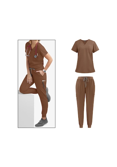 Suntek Hemşirelik Ovalama Seti V Yaka Hemşire Xxl-kahverengi