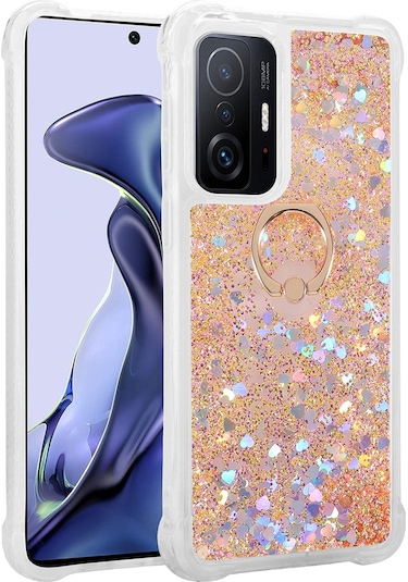 Xiaomi Mi 11T Pro 5G Kılıf Zore Milce Simli Pullu Yüzüklü Kılıf