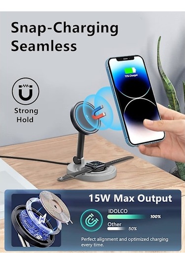 Magnetisk Trådlös Laddningsstativ För Magsafe-laddare, Hopfällbar 15w Snabb Trådlös Laddningsstation För Iphone 14/13/12