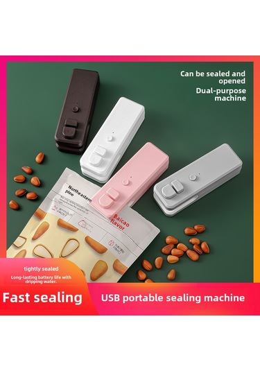Mufunye Ev İçi Usb Şarjlı Lezzet Çantaları Ve Gıda Poşetleri İçin Pratik Mini Tıkama Ve Açma Makinesi Pembe Diğer