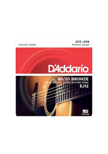 Daddario Ej12 80/20 Bronze Medium Takım Tel Akustik Gitar Teli 01