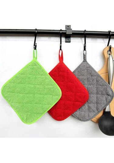 Kırmızı 3 Adet Mutfak Tencere Tutucular Placemats Kolay Temizlenebilir Yeniden Kullanılabilir Isıya Dayanıklı Fırın Tencere Tutucular
