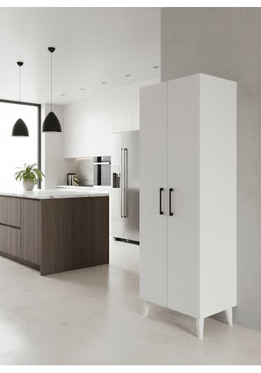 Aruat 6 Raf'lı Mutfak & Banyo Çok Amaçlı Kulanılabilen Kapaklı Dolap Beyaz