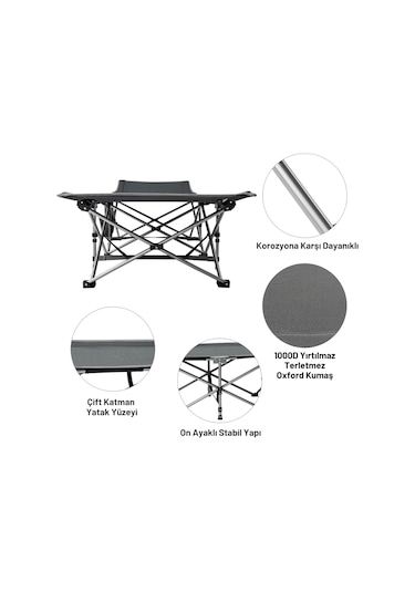 Kingcamp Willow Ultra Katlanır Kampet Portatif Kamp Yatağı Grey Gri
