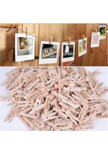 Ahşap Görünümlü Minik Ahşap Mandal Fotoğraf Asma Mandalı Parti Ve Süs Mandalı 10+