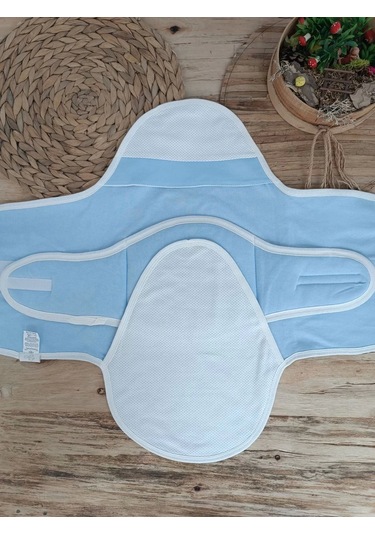 Yenidoğan Mutlu Fil Ailesi Nakışlı Çıt Çıt Kapamalı Bebek Kundak Ekru-mavi Ekru-Mavi