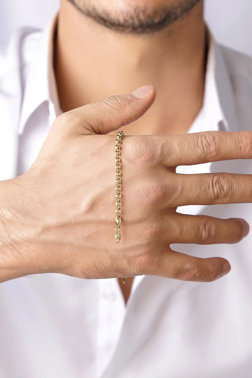 14 Ayar Altın Doch Erkek Bileklik 3.90 Mm Sarı Altın