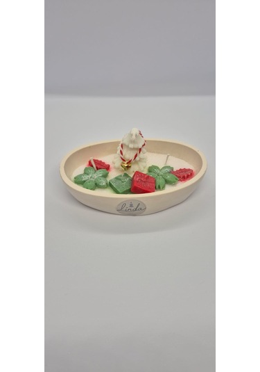 Yılbaşı Hediyelik Linda Kase Mum El Yapımı, Doğal Soya Mum Kırmızı