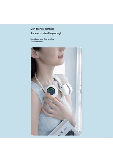 Symbee F19 Leyla Mavi Boyunbağı Usb Fan - Sessiz, 3 Vites, 1800mah Pil, 5 Saat Kullanim Süresi, Taşınabilir Turbin Tipi Mini Fan