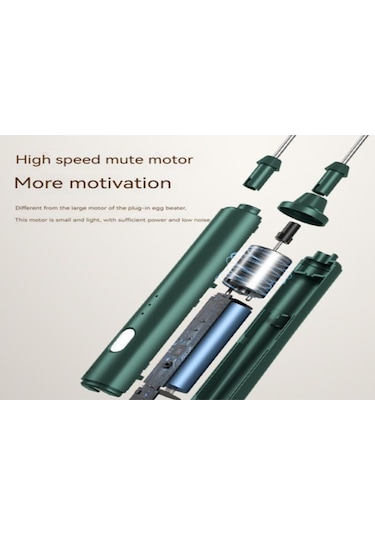 Aubyhe Yongtai Şarjlı Elektrikli Süt Köpükleyici, Kahve Ve Yumurta Karıştırıcı, 304 Çelik, Yeşil Renk Yeşil