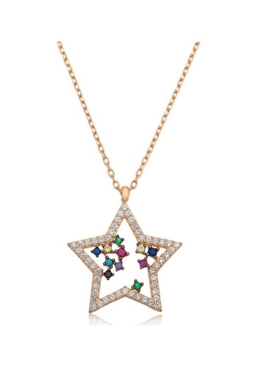 925 Ayar Gümüş Rose Yıldız Kolye