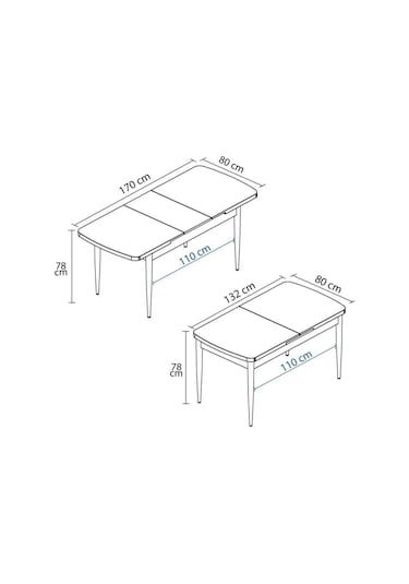 Ebrar Serisi 80x132 Açılabilir Mdf Doğal Gürgen Ayak Beyaz Mutfak Masası,yemek Masası Beyaz Mermer Desen