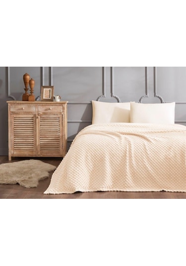Özdilek Tomurcuk Mocha Çift Kişilik Battaniye Toz Pembe