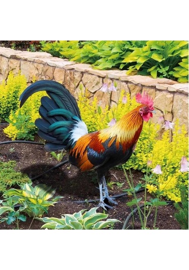 Qingmipy Sarı Led Işıklı Akrilik Tavuk Figürü, Çimen Ve Bahçe Dekorasyonu, Toprak Takılı Bahçe Figürü, Evcil Hayvan Temalı Bahçe Aksesuarı