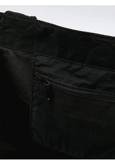 Sela Nakışlı Siyah Naylon Shopper Çanta 468567024 Koyu Gri