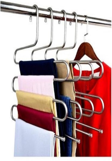 5 Katlı Akıllı Pantolon Askısı Eşarp Elbise Askısı 4 Adet Krom