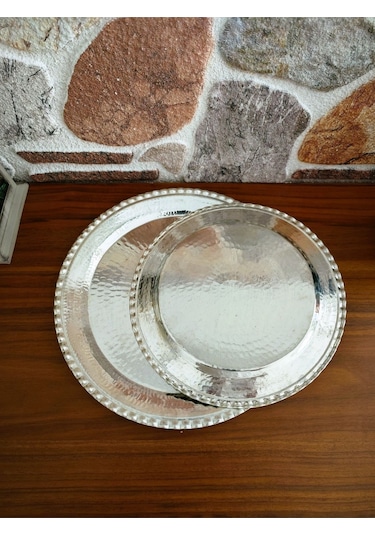 Modabakır Bakır Supla, Servis Tabak 27 Cm Model:098999873 Gümüş