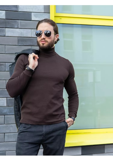 Diona Yüksek Yakalı Kazak 15350425 Kahverengi