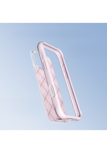 İphone 16 Pro Uyumlu Kılıf M-safe Şarj Özellikli Youngkit Argyle Serisi Kapak Pembe