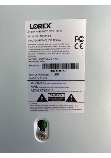 Lorex N842A82 4K Ultra HD 8 Kanal 2 TB Ip Nvr Kayıt Cihazı