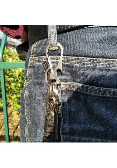 Fortunelane Titanyum Açıcı Kanca - Hafif & Güçlü, Şişe Açıcı, Bel Zinciri Uyumlu, Siyah Siyah