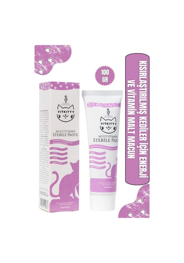 Vitkitty Kısırlaştırılmış Kediler İçin Multivitamin Malt Macun 100 Gr Multivitamin Paste