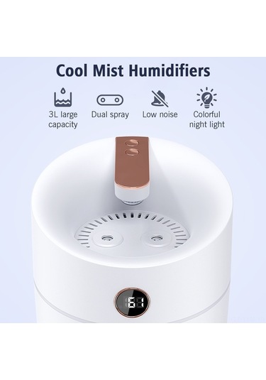 Dancemonkey 3l Kapasiteli Ultrasonik Nemlendirici, Renkli Gece Işığı Ve Akıllı Ekran