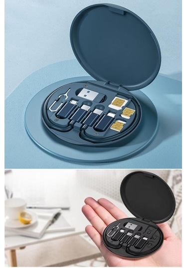 Ollevra Usb Type-c Şarj Kablosu Seti 60w Destekli Kablo Kutusu Seyahat Kablo Seti 5'i 1 Arada