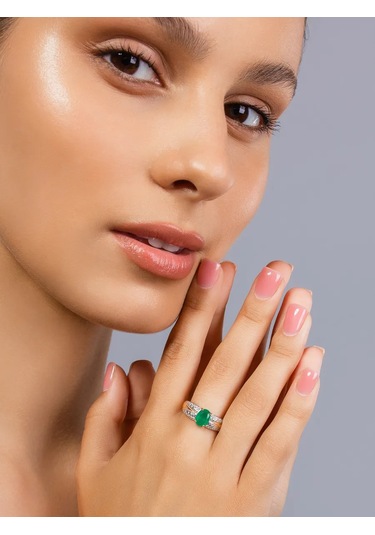 Lamponi Büyük Taşlı 925 Ayar Gümüş Agat Altın Kaplama Yüzük 49193063 Altın