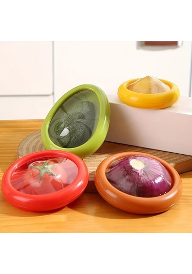 Brightnova 4 Parça Büyük Kapasiteli Kırmızı Yeşil Sarı Turuncu Meyve Saklama Kutusu Taze Tutucu Hava Geçirmez Bpa Free Buzdolabı Organizasyonu İçin Dayanıklı Abs Plastik -