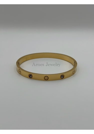 Arnes Jewelry Çelik Kelepçe Bileklik Ar83 Gold