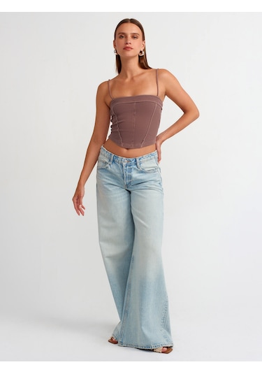 Dilvin Crop Top 101a20794 Kahve