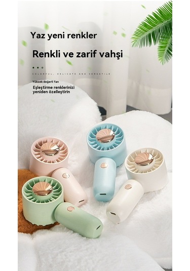 Supermarket1 Usb Şarjlı Mini El Tipi Küçük Fan - Bej Renk