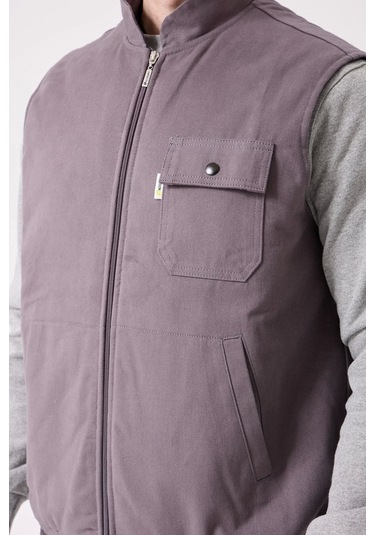 Kışlık Gabardin Yelek Erkek İş Güvenliği Galanthus Outdoor Sıcak Tutucu Rüzgar Geçirmez Gri