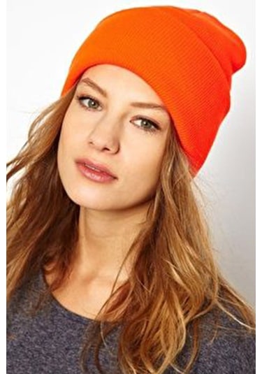 Unisex Kışlık Turuncu Katlamalı Bere Turuncu