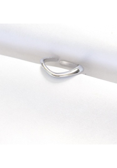 Yassı Silver Renk Ayarlanabilir Yüzük Gümüş