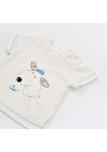 Bibaby 2li Takım Şortlu Stripe Sytle Bej - Mavi-9508 Bej