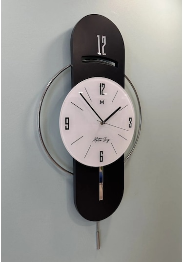 MetaQuartz Aksesuar Antrasit-gümüş Milano Time Modern Dekoratif Metal Duvar Saati Antrasit