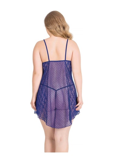 Amora Secret Büyük Beden Saks Kısa Tül Gecelik Saks