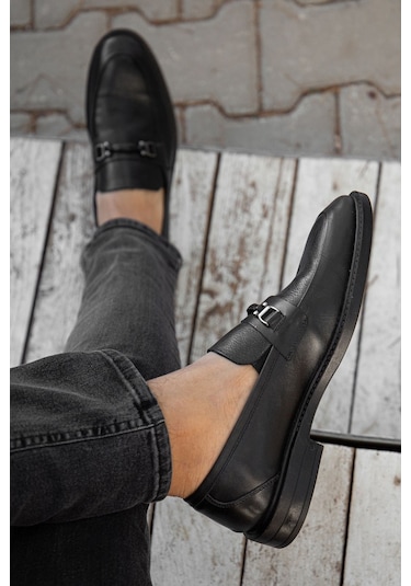 D0699 Günlük Ortopedik Hakiki Deri Erkek Klasik Ayakkabı Siyah