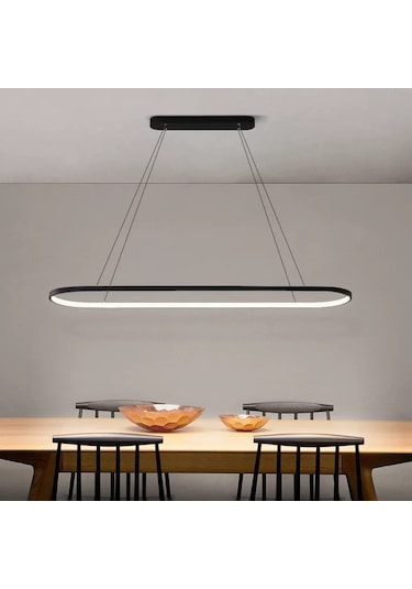Elips 3 Renk Işık 90 CM Antrasit Gövde Sarkıt Avize
