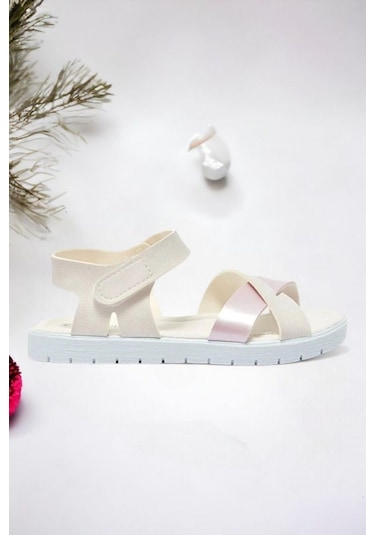 Çapraz Pudra Pembe Eflatun Kız Çocuk Sandalet 001