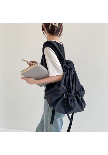 Dkııl Noıyb Kadın Erkek Naylon Sırt Çantası, Çoklu Cepler İle Su Siyah
