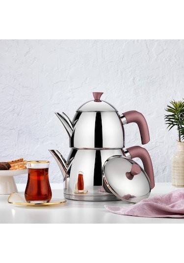 Schafer Alexa Aile Boyu Çelik Çaydanlık Takımı-4 Parça-Rosegold