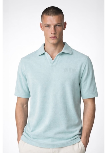 Giotelli Erkek Mint Normal Kesim Regular Fit Viskon Havlu Polo Yaka Tişört