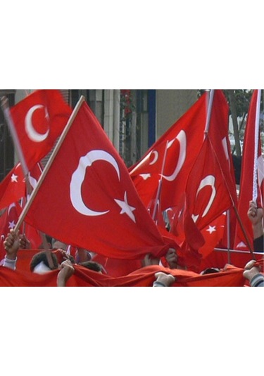 Sopalı Türk Bayrağı 100x150 Yüksek Kalite Çift Tarafllı Fabrikasyon Baskı Alpaka Kumaş